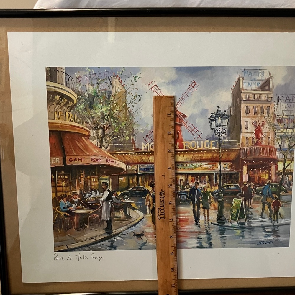 Beautiful , 16”-20”. Glass framed water color , artist signed Brunet Paris , Le - Picture 8 of 13